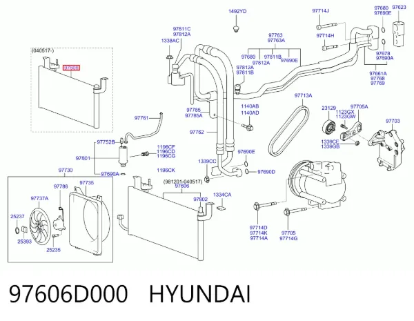 Radiador de aparelho de ar condicionado 97606D000 Hyundai/Kia