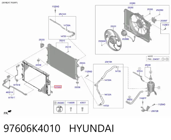 Radiador de aparelho de ar condicionado 97606K4010 Hyundai/Kia