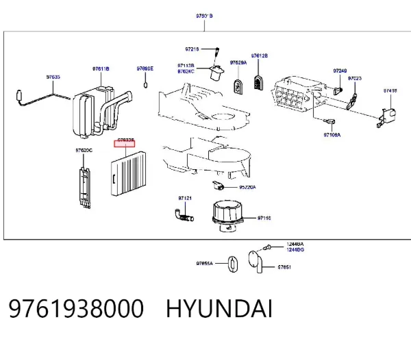 Filtro de salão 9761938000 Hyundai/Kia
