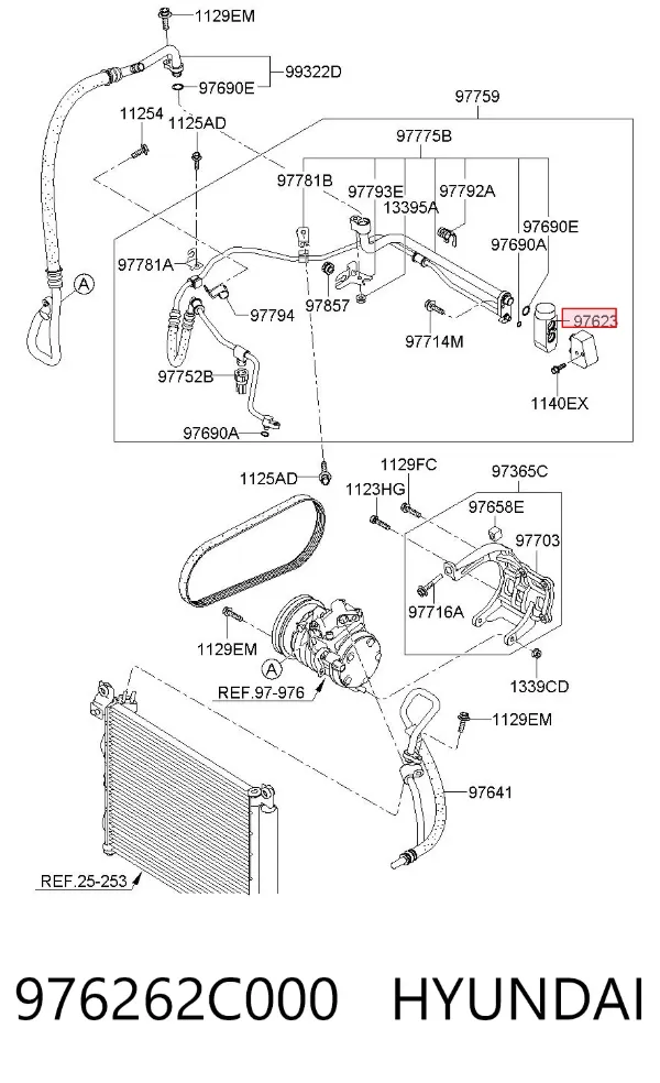 Válvula TRV de aparelho de ar condicionado 976262C000 Hyundai/Kia