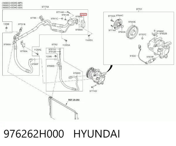 Válvula TRV de aparelho de ar condicionado 976262H000 Hyundai/Kia