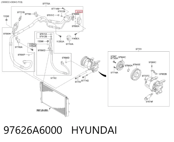Válvula TRV de aparelho de ar condicionado 97626A6000 Hyundai/Kia