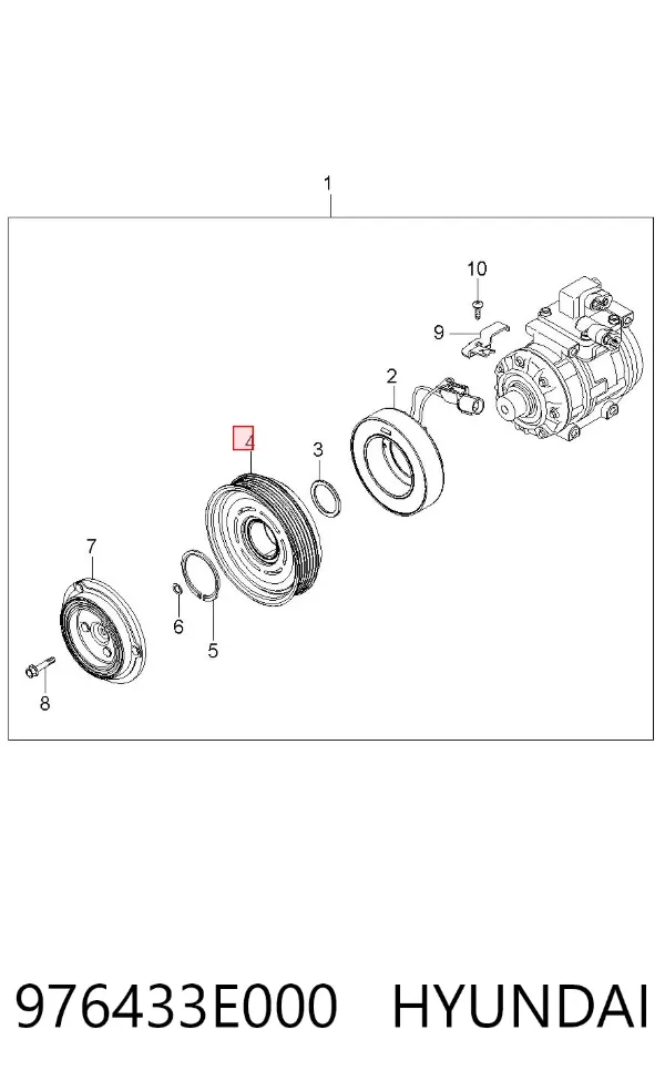 Polia do compressor de aparelho de ar condicionado 976433E000 Hyundai/Kia