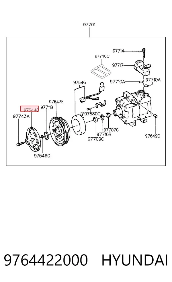 Acoplamento (bobina magnética) do compressor de aparelho de ar condicionado Hyundai Sonata III