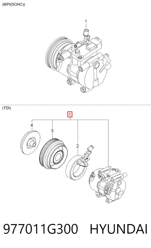 Compressor de aparelho de ar condicionado 977011G300 Hyundai/Kia