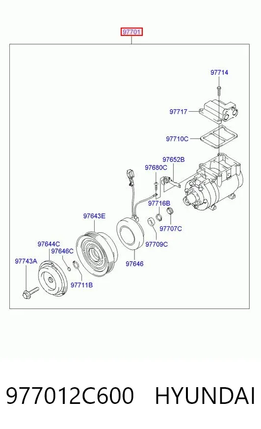Compressor de aparelho de ar condicionado 977012C600 Hyundai/Kia