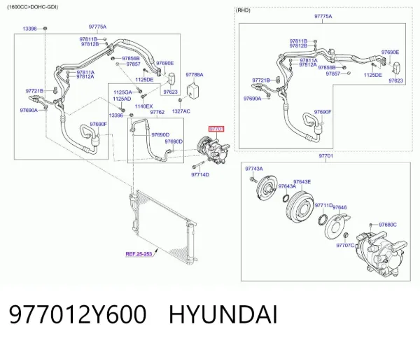 Compressor de aparelho de ar condicionado 977012Y600 Hyundai/Kia