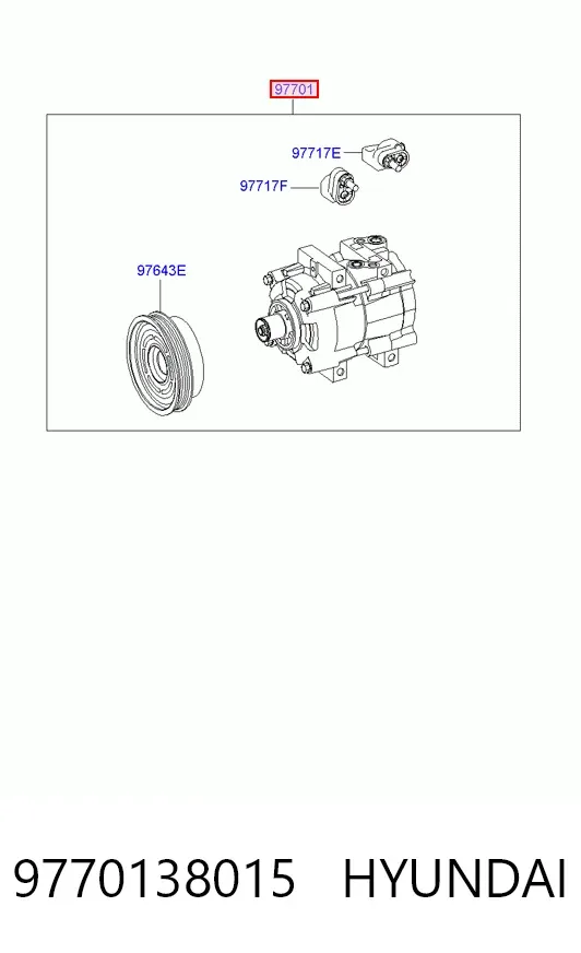 Compressor de aparelho de ar condicionado 9770138015 Hyundai/Kia