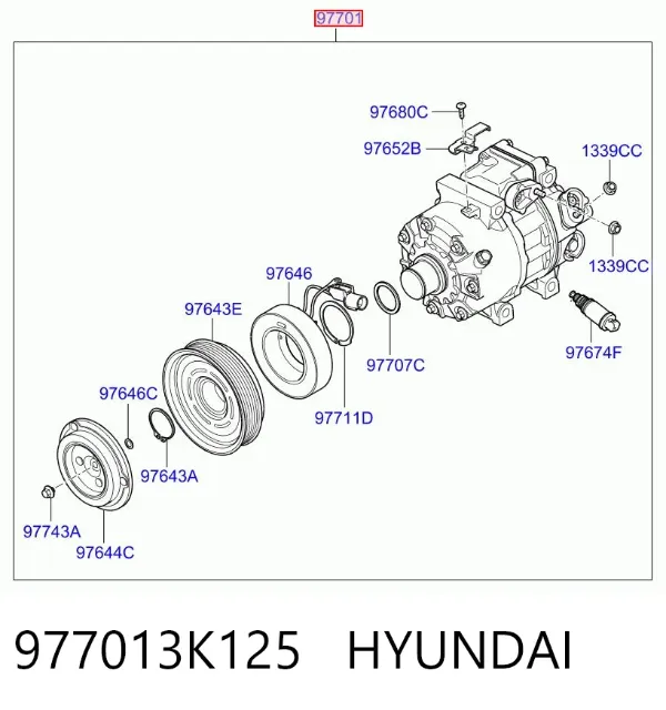 Compressor de aparelho de ar condicionado 977013K125 Hyundai/Kia
