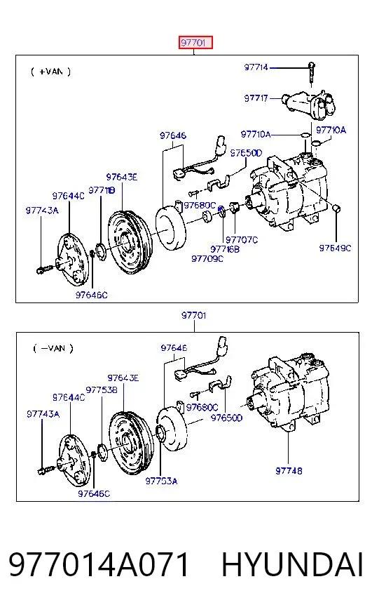 Compressor de aparelho de ar condicionado 977014A071 Hyundai/Kia
