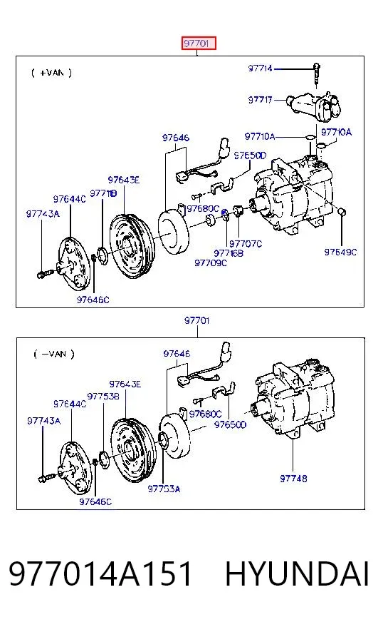 Compressor de aparelho de ar condicionado 977014A151 Hyundai/Kia