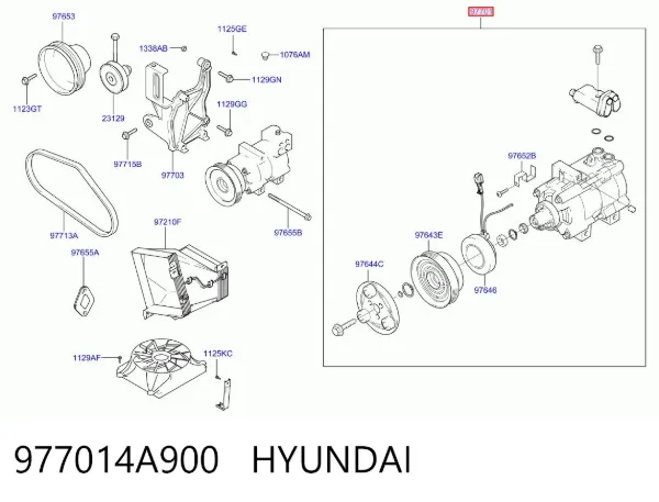Compressor de aparelho de ar condicionado 977014A900 Hyundai/Kia