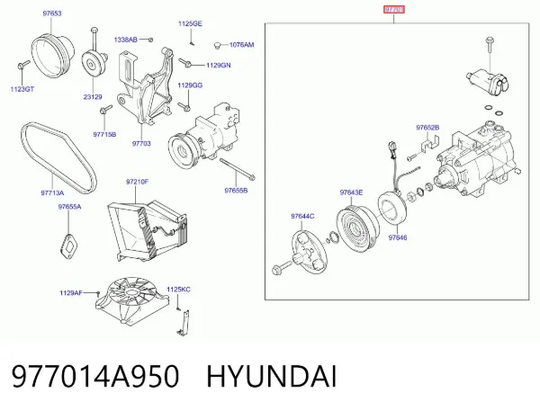 Compressor de aparelho de ar condicionado 977014A950 Hyundai/Kia