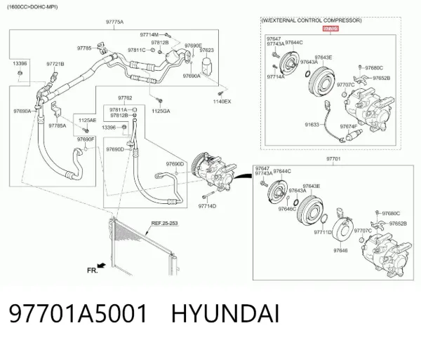 Compressor de aparelho de ar condicionado 97701A5001 Hyundai/Kia
