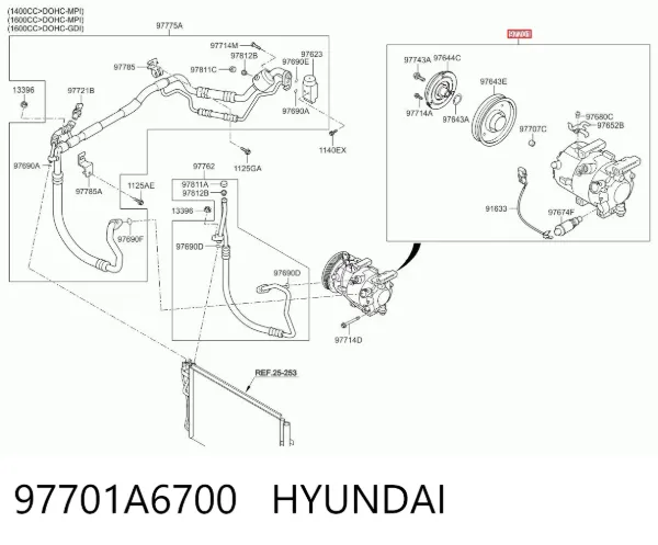Compressor de aparelho de ar condicionado 97701A6700 Hyundai/Kia