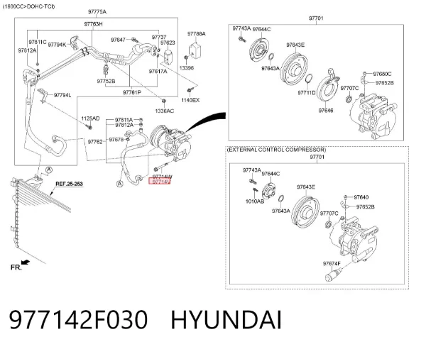Parafuso do compressor de aparelho de ar condicionado 977142F030 Hyundai/Kia