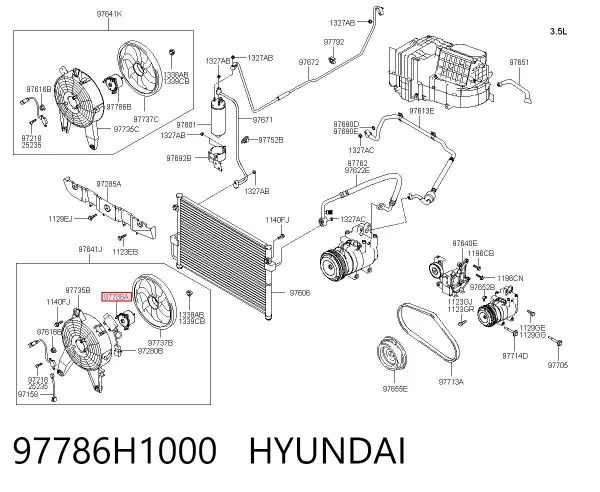 Ventilador (roda de aletas) do radiador de aparelho de ar condicionado 97786H1000 Hyundai/Kia