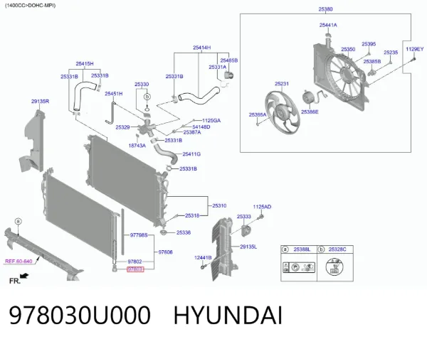 Válvula de evacuação do radiador de esfriamento 978030U000 Hyundai/Kia