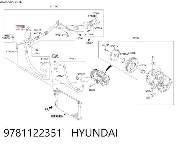 Vedante do flange (da união em T) do sistema de esfriamento 9781122351 Hyundai/Kia