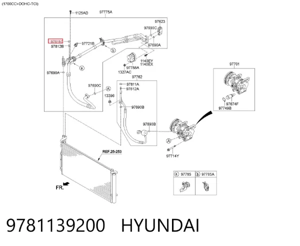 Vedante do flange (da união em T) do sistema de esfriamento 9781139200 Hyundai/Kia