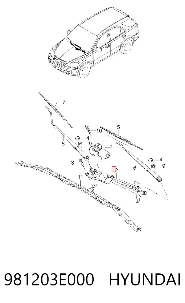 Trapézio de limpador pára-brisas KIA Sorento I