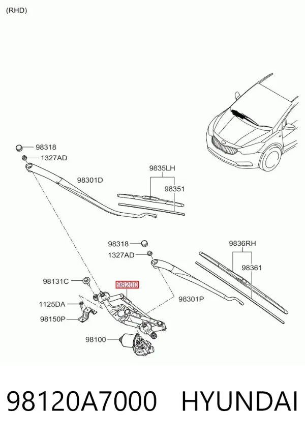 Trapézio de limpador pára-brisas KIA Cerato III