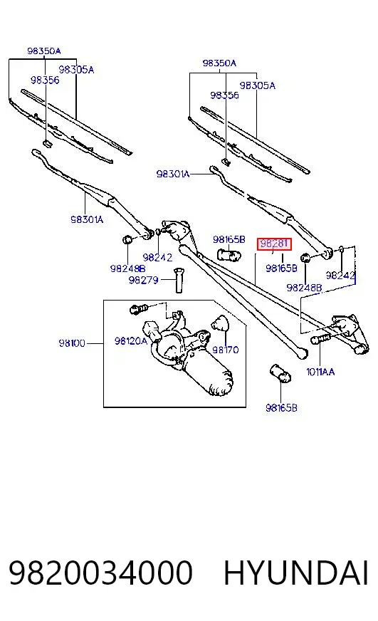 Trapézio de limpador pára-brisas Hyundai Sonata III
