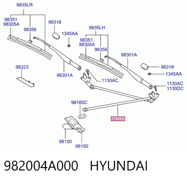 Trapézio de limpador pára-brisas Hyundai H-1 STAREX Starex