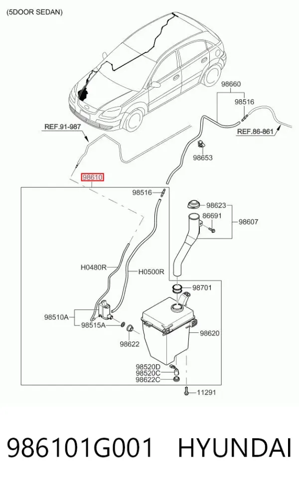 Tanque de fluido para lavador de vidro KIA Rio 