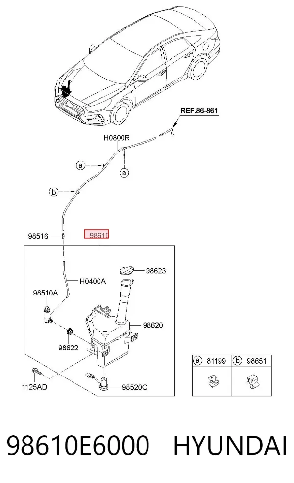 Tanque de fluido para lavador de vidro Hyundai Sonata VII