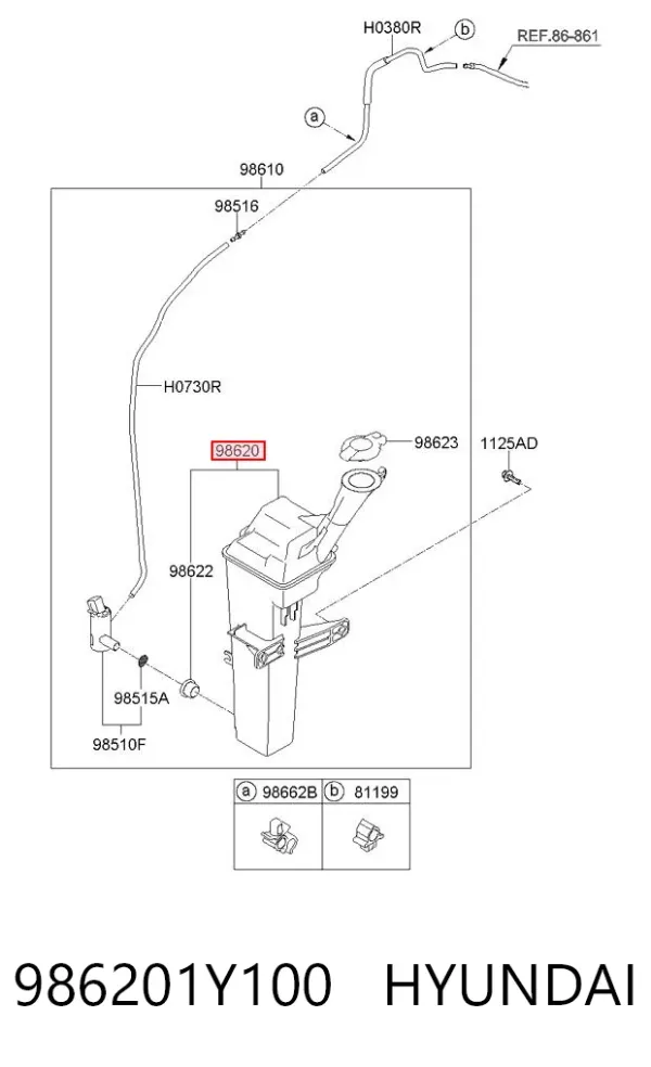 Tanque de fluido para lavador de vidro KIA Picanto II