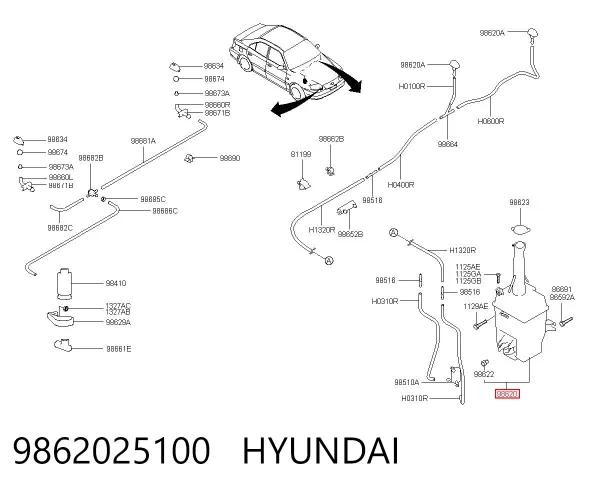 Tanque de fluido para lavador de vidro Hyundai Accent II