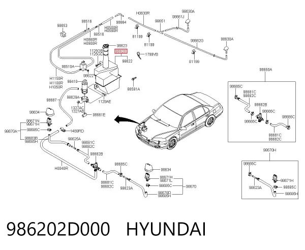 Tanque de fluido para lavador de vidro Hyundai Elantra III