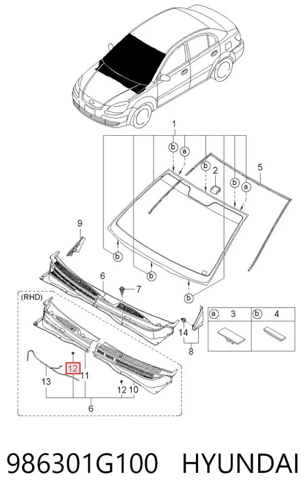 Injetor de fluido para lavador de pára-brisas 986301G100 Hyundai/Kia