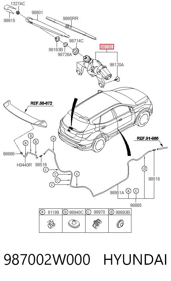 Motor de limpador pára-brisas de vidro traseiro 987002W000 Hyundai/Kia