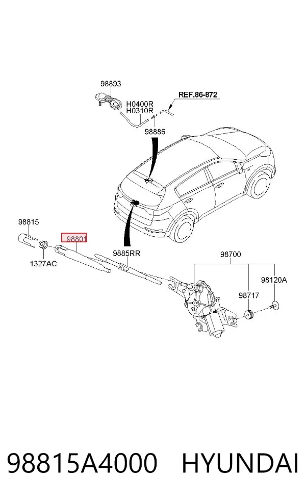 Braço de limpa-pára-brisas de vidro traseiro 98815A4000 Hyundai/Kia