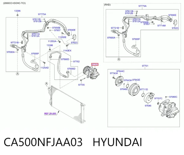Compressor de aparelho de ar condicionado CA500NFJAA03 Hyundai/Kia