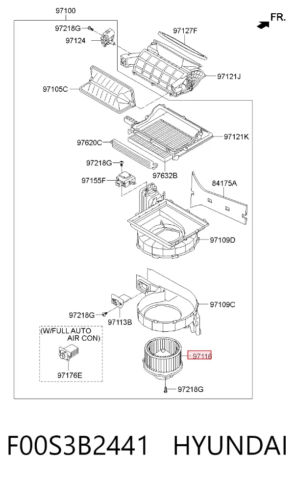 Motor de ventilador de forno (de aquecedor de salão) F00S3B2441 Hyundai/Kia