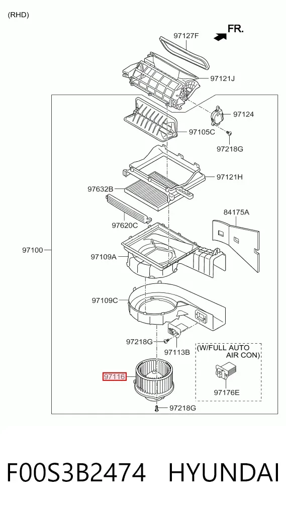 Motor de ventilador de forno (de aquecedor de salão) F00S3B2474 Hyundai/Kia