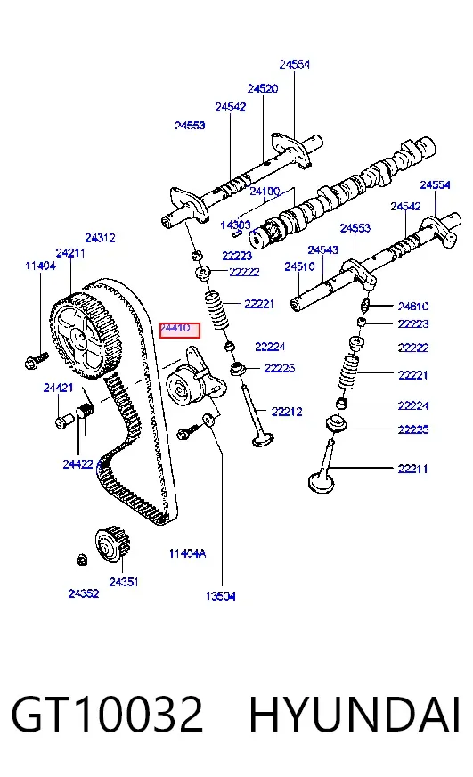 Reguladora de tensão da correia do mecanismo de distribuição de gás GT10032 Hyundai/Kia