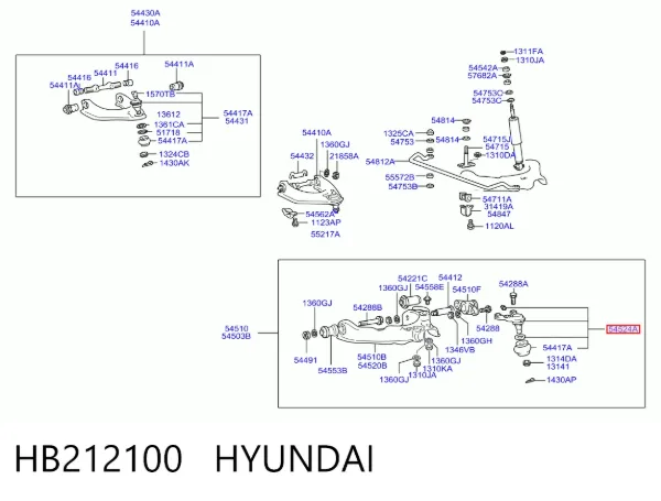 Suporte de esfera inferior HB212100 Hyundai/Kia