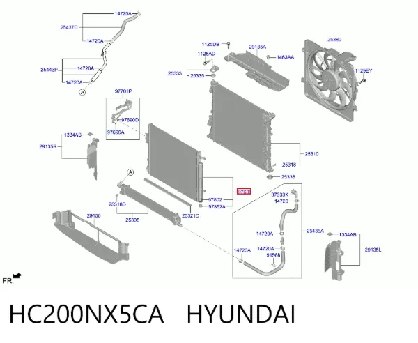 Radiador de aparelho de ar condicionado HC200NX5CA Hyundai/Kia