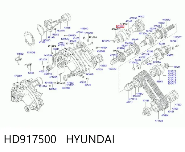 Rolamento da caixa de transferência, da roda dentada de entrada HD917500 Hyundai/Kia