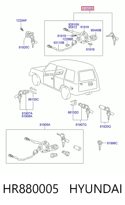 Fecho de ignição HR880005 Hyundai/Kia