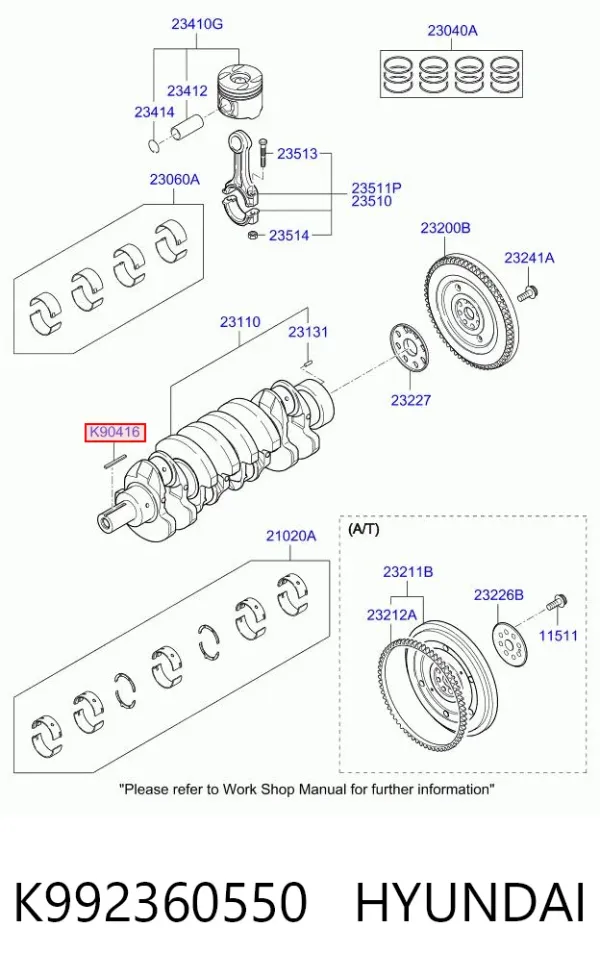 Chaveta de cambota K992360550 Hyundai/Kia