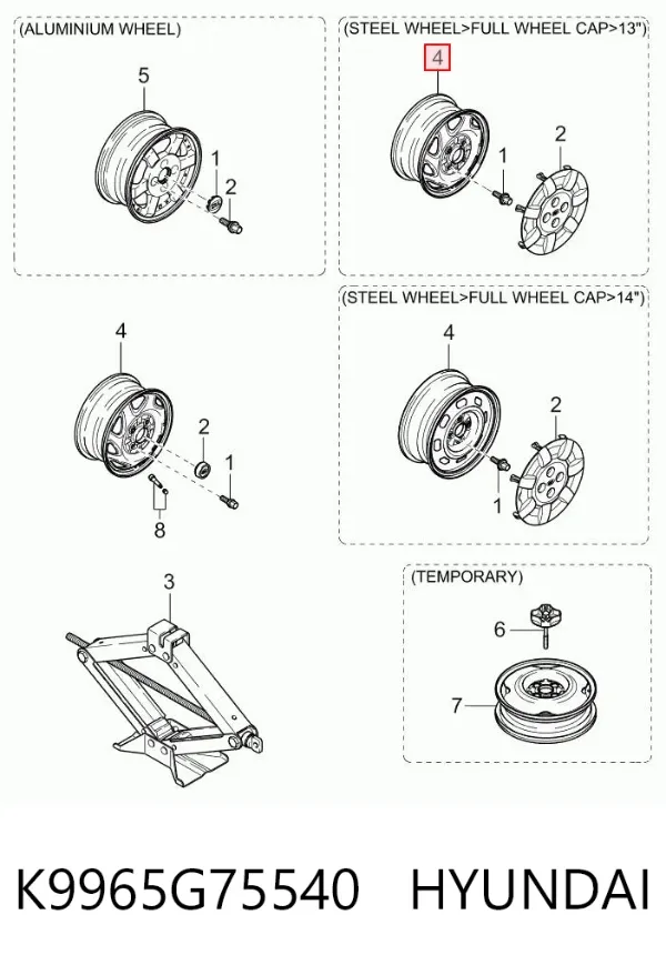 Discos de roda de aço (estampados) K9965G75540 Hyundai/Kia