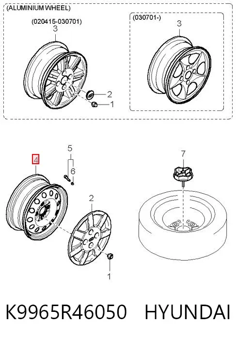 Discos de roda de aço (estampados) K9965R46050 Hyundai/Kia