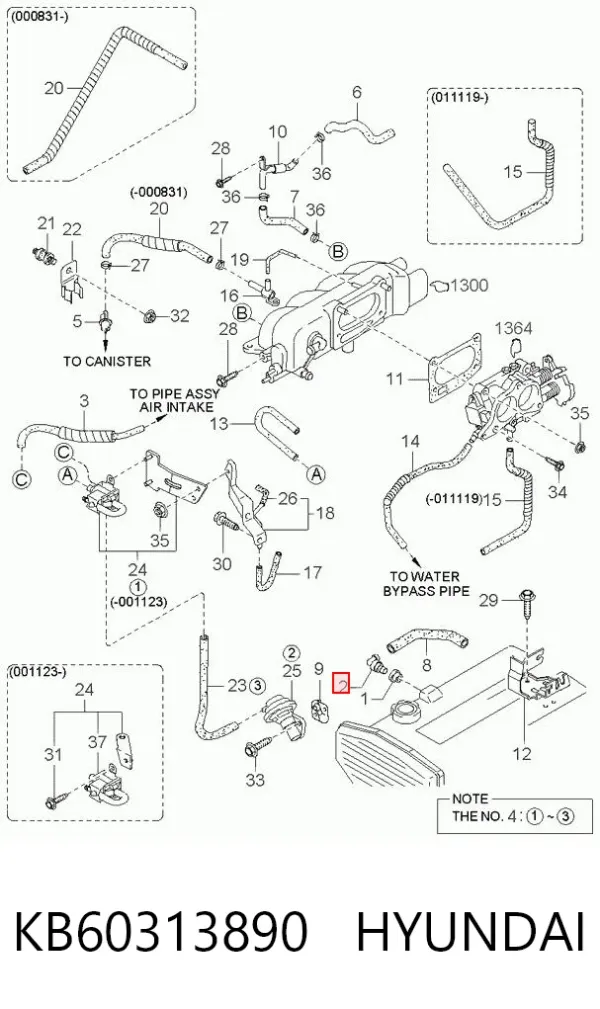 Válvula PCV de ventilação dos gases de cárter KIA Sportage I