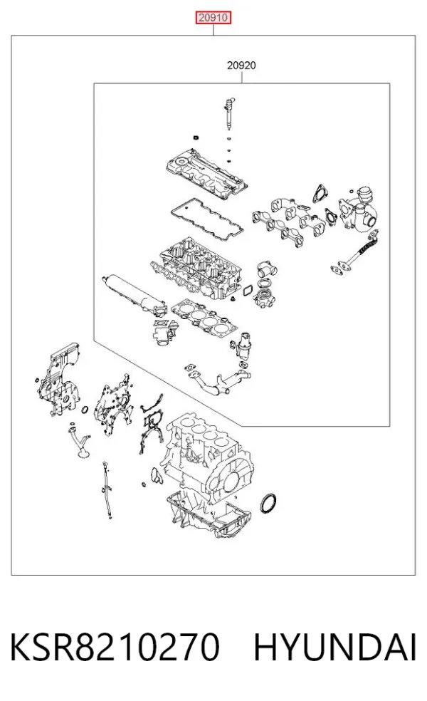 Kit de vedantes de motor completo KSR8210270 Hyundai/Kia
