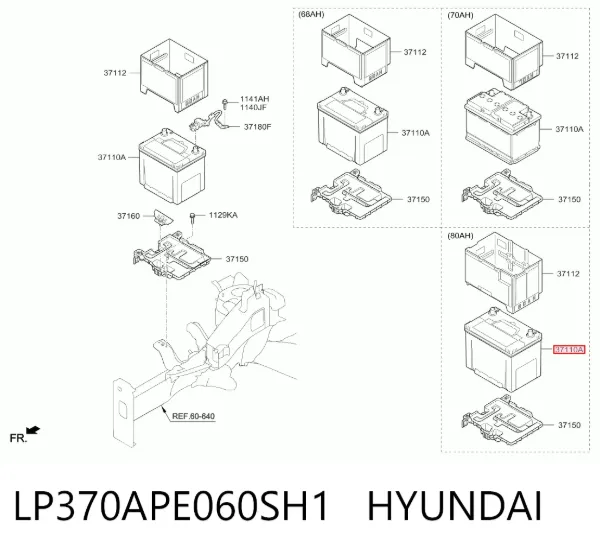 Bateria recarregável (PILHA) LP370APE060SH1 Hyundai/Kia